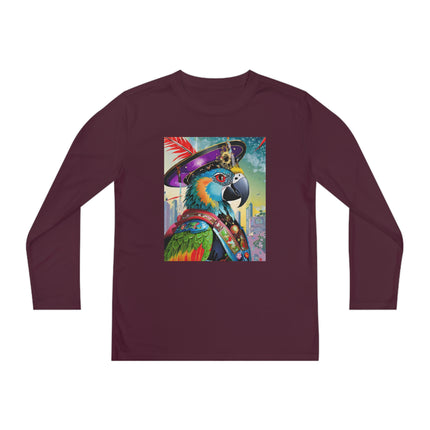 Tech Plumes Youth Long Sleeve Competitor Tee – Neon Wings & Cyberpunk Adventure