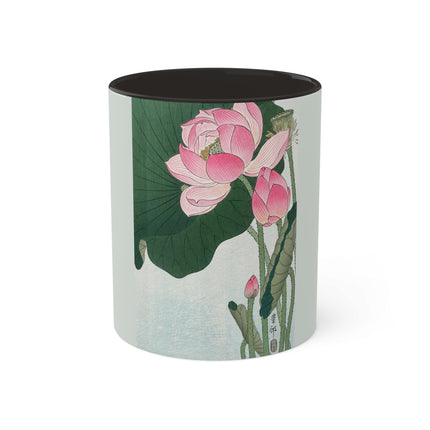Blooming Lotus Flowers by Ohara Koson Colorful Mugs, 11oz