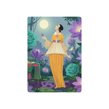 🌙🪷 The Lady Of The Moonlit Garden Playing Cards – Art Deco Garden Serenity