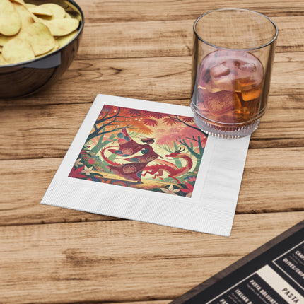 The Dragon Fairy’s Dance White Coined Napkins