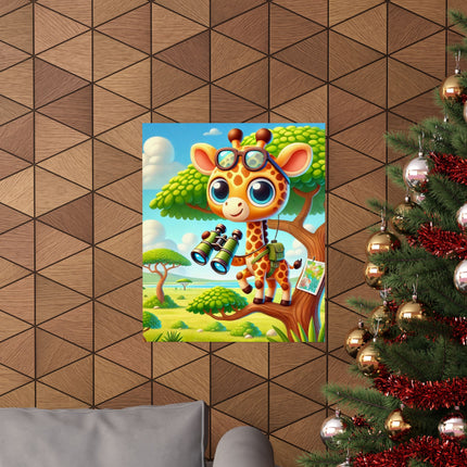 🦒🌿 Giraffe Lookout Matte Vertical Poster – Curiosity, Adventure & Joyful Discovery