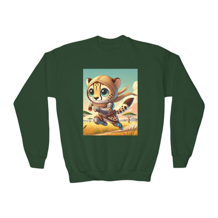 Swift Cheetah Youth Crewneck Sweatshirt – Speed, Energy & Adventure