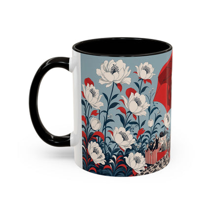 ❤️🌺 The Scarlet Parasol Spectacle Colorful Mug – Art Deco Fashion Elegance