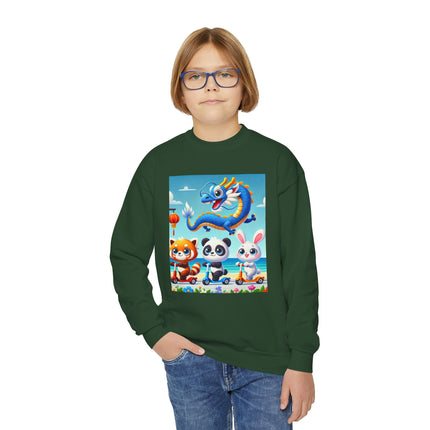 Seaside Scooter Friends Youth Crewneck Sweatshirt – Coastal Fun, Friendship & Playful Adventure