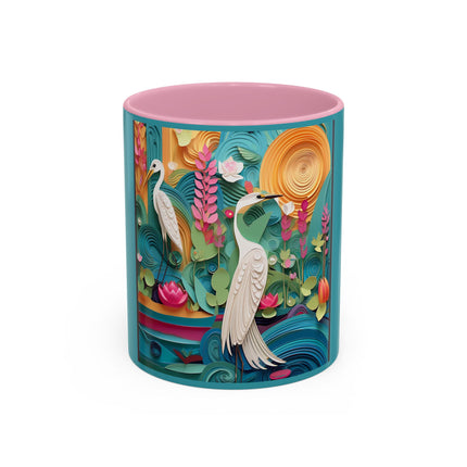 Elegant Egret Oasis Colorful Mugs (11oz, 15oz)