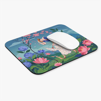 🌸☂️ The Lady Of The Fallen Parasol Mouse Pad – Art Deco Garden Whimsy