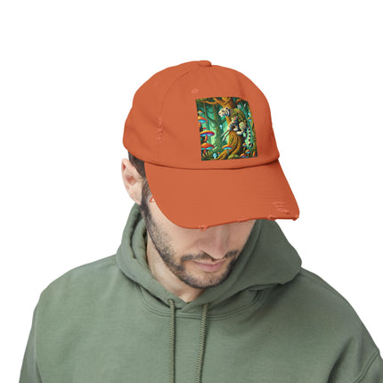 Silent Stripes Unisex Distressed Cap