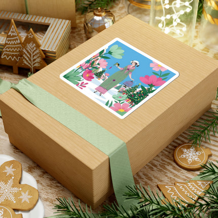 🐦🎄 The Lady Of The Christmas Songbird Kiss-Cut Sticker – Art Deco Holiday Fantasy
