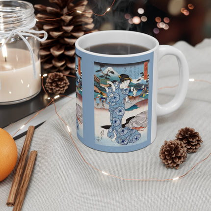 Japanese woman woodblock print by Keisai Eisen Ceramic Mug 11oz