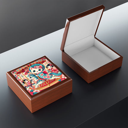 Geisha Kitten's Enchanted Carousel Ride Jewelry Box