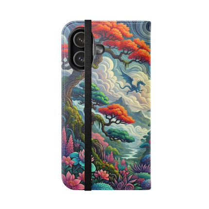 Mystic Guardian of the Sky Flip Case – Warrior Fairy & Turquoise Dragon