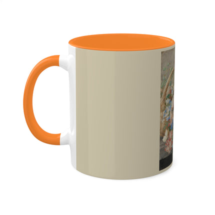 A Basket with Flowers by Herman Henstenburgh Colorful Mugs, 11oz