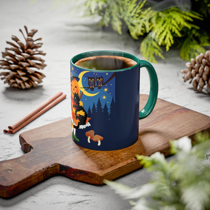 🎃🐈‍⬛ The Little Pumpkin Witch And Her Black Cat Colorful Mug – Whimsical Halloween Charm