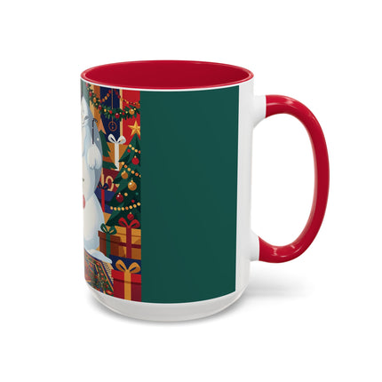 ☃️🎄 The Snowman's Christmas Companion Colorful Mug – Art Deco Holiday Fantasy