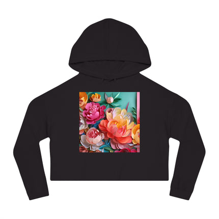 Peonies in Full Bloom Women’s Cropped Hooded Sweatshirt