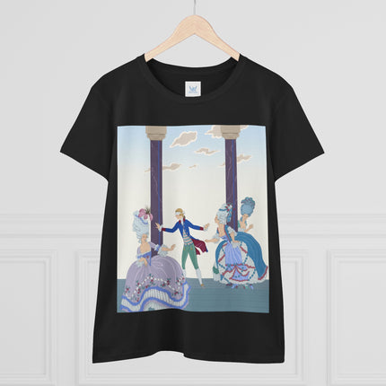 🎭🌸 The Garden Masquerade Cotton Tee – Art Deco Fashion Illustration