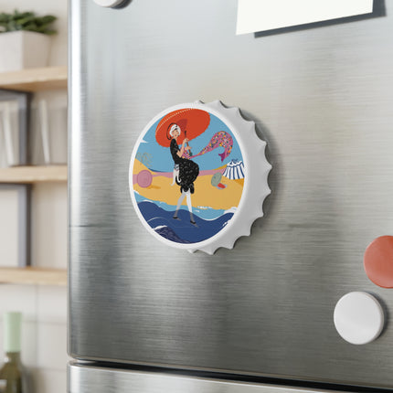 Beachside Promenade Bottle Opener – Glamorous Summer Stroll & Retro Chic