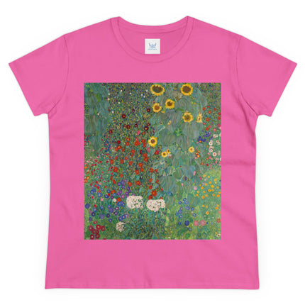 Farm Garden with Sunflowers by Gustav Klimt Women's Midweight Cotton Tee