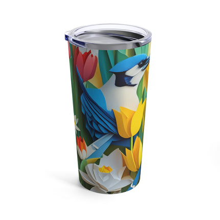 Blue Jays in a Spring Garden Tumbler 20oz