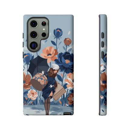 ☂️🌺 The Lady Of The Traveling Garden Phone Case – Art Deco Floral Adventure