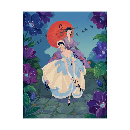 🌂💜 The Ladies Of The Violet Garden Matte Vertical Poster – Art Deco Floral Elegance