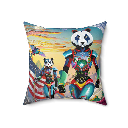 Cyber Punk Robots Spun Polyester Square Pillow