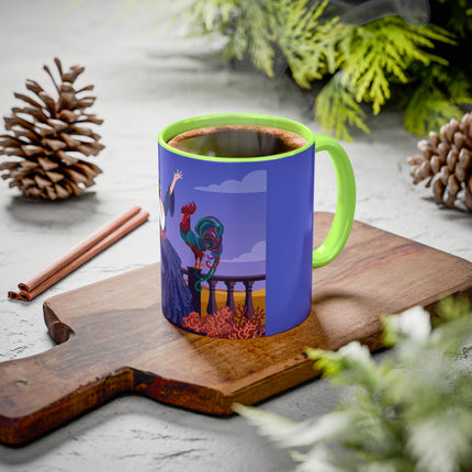 The Dawn Serenade Colorful Mug (11oz, 15oz) – Rooster Beauty, Morning Charm & Art Deco Elegance