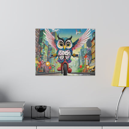 Cycling Owl Matte Canvas, Stretched, 0.75"