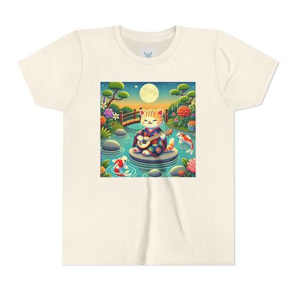 Melodic Kitten by the Koi Pond Youth Short Sleeve Tee