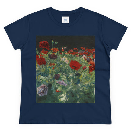 Poppies (A Study of Poppies for Carnation, Lily, Lily, Rose) by John Singer Sargent Women's Midweight Cotton Tee