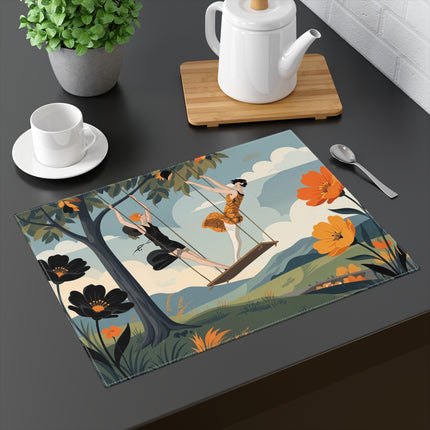 🌳🌺 The Ladies Of The Garden Swing Placemat – Art Deco Floral Adventure