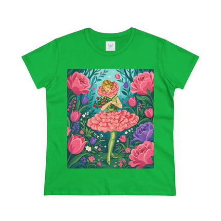 🌹🩰 The Rose Garden Dancer Cotton Tee – Art Deco Floral Whimsy