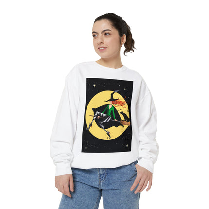 A Witch’s Moonlit Flight Unisex Garment-Dyed Sweatshirt