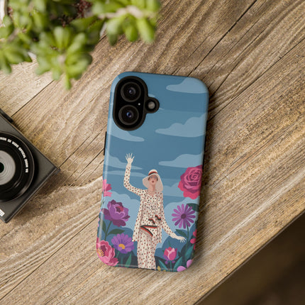 🌺👒 The Grand Flower Promenade Phone Case – Art Deco Fashion Illustration