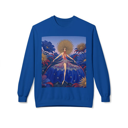 🌞🌸 The Celestial Blossom Garden Dancer Midweight Crewneck Sweatshirt – Art Deco Floral Fantasy