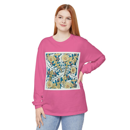 Art Nouveau Dandelion Flower Garment-dyed Long Sleeve T-Shirt