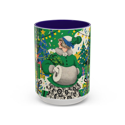 🍀🎄 The Emerald Holly Christmas Colorful Mug – Art Deco Holiday Elegance