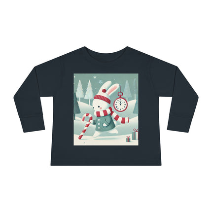 Candy Cane Timekeeper Bunny Toddler Long Sleeve Tee