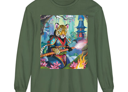 Cyberpunk Leopard Garment-dyed Long Sleeve T-Shirt