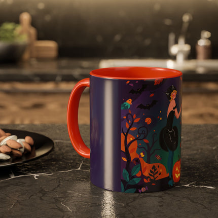 🐈‍⬛🎃 The Midnight Black Cat Masquerade Colorful Mug – Whimsical Halloween Elegance