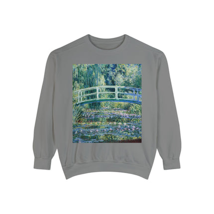 Water Lilies and Japanese Bridge by Claude Monet Unisex Garment-Dyed Sweatshirt