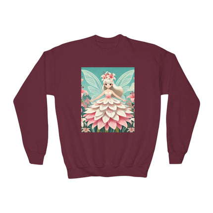 Lily Fairy in Bloom Youth Crewneck Sweatshirt – Grace, Renewal & Gentle Magic