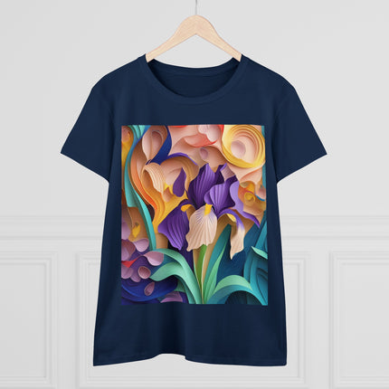 The Elegant Iris Flower Women's Midweight Cotton Tee