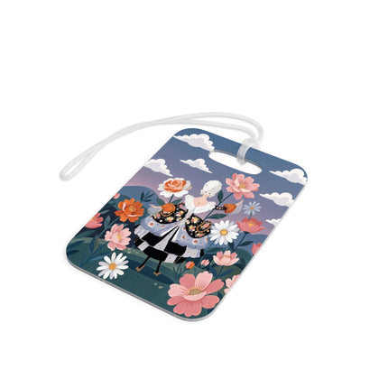 🌸🎀 The Grand Floral Promenade Luggage Tag – Art Deco Fashion Fantasy