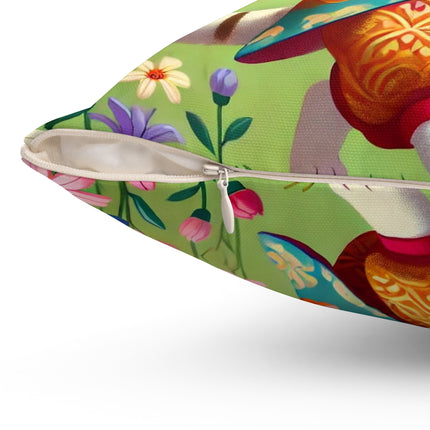 Samurai Kitten Spun Polyester Square Pillow