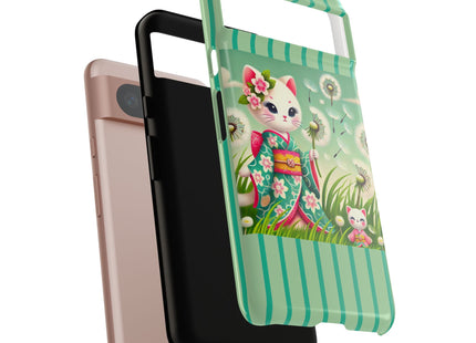 Geisha Kitten and the Dandelion Phone Cases