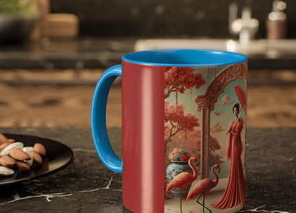 Petals, Porcelain, and Flamingos Colorful Mugs (11oz, 15oz)