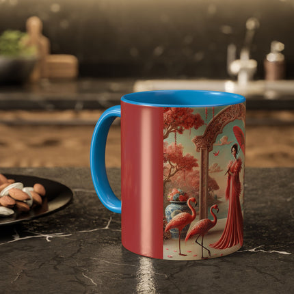 Petals, Porcelain, and Flamingos Colorful Mugs (11oz, 15oz)
