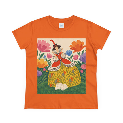 🐇🌼 The Enchanted Rabbit Garden Cotton Tee – Art Deco Floral Whimsy