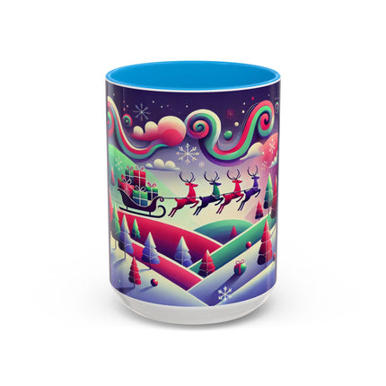 Festive Reindeer Flight Colorful Mugs (11oz, 15oz)